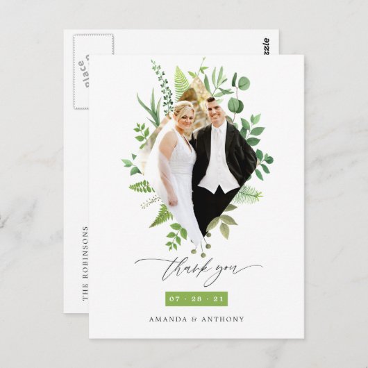 Bos bos begroeiing Trouwfoto bedankt Briefkaart (Voorkant / Achterkant)