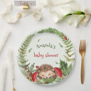 Bos bos bloemrijke baby egel baby shower  papieren bordje