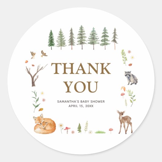 Bos bos boho baby shower sticker (Voorkant)