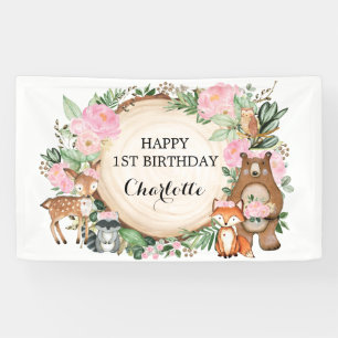 bos bos Dieren Girl Happy Birthday Spandoek