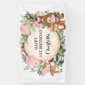  bos bos Dieren Girl Happy Birthday Spandoek (Verticaal)