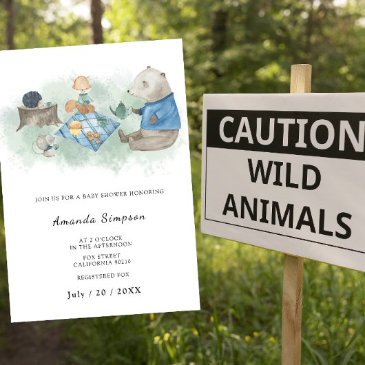 Bos bos - Dieren picknick - Baby Shower Kaart