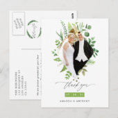 Bos bos groene bruiloft foto bedankt briefkaart (Voorkant / Achterkant)