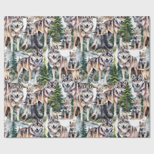 bos bos pack van wolven cadeaupapier (Vlak)