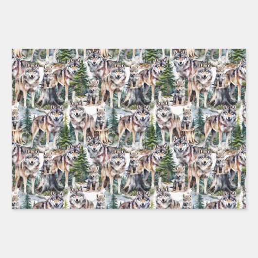 bos bos pack van wolven inpakpapier vel (Voorkant 3)