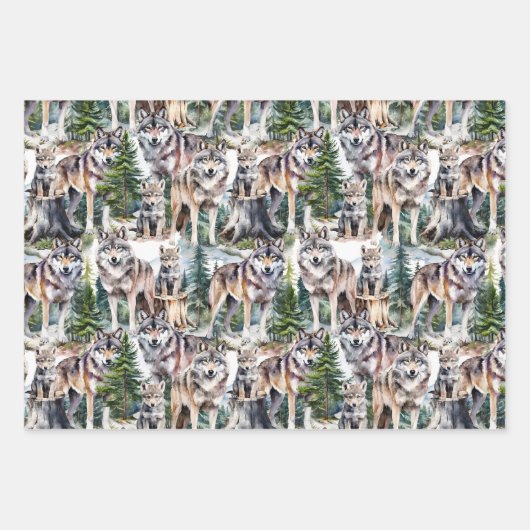 bos bos pack van wolven inpakpapier vel (Voorkant 2)