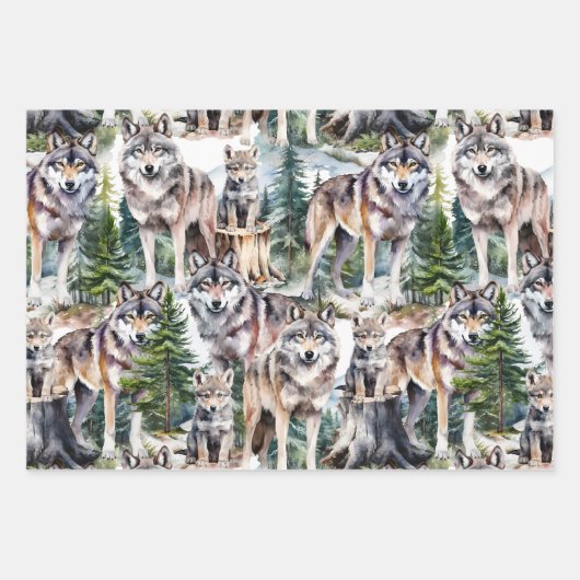 bos bos pack van wolven inpakpapier vel (Voorkant)