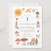 Bos bos paddenstoel Eerste verjaardagsuitnodiging Kaart (Voorkant)