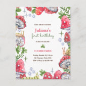 Bos bos watercolor paddenstoel verjaardagsfeestje briefkaart (Voorkant)