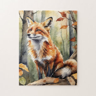 Bos bos waterverf vos herfst legpuzzel