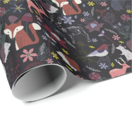 Bos bos wilde dieren natuur zwart cadeaupapier