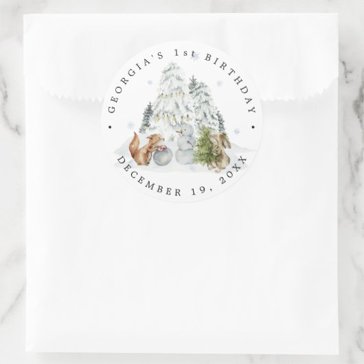 Bos bos winter verjaardagsfeestje dank je wel ronde sticker (Tas)