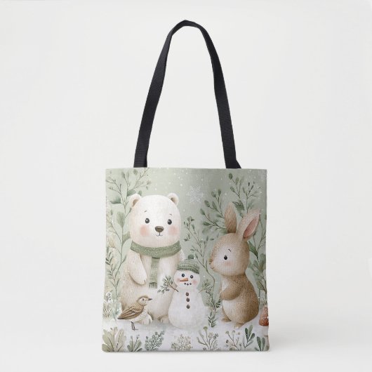 Bos bosbeer Bunny Sneeuwpop Tote Bag (Voorkant)
