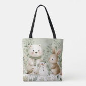 Bos bosbeer Bunny Sneeuwpop Tote Bag (Achterkant)