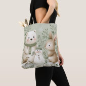 Bos bosbeer Bunny Sneeuwpop Tote Bag (Dichtbij)