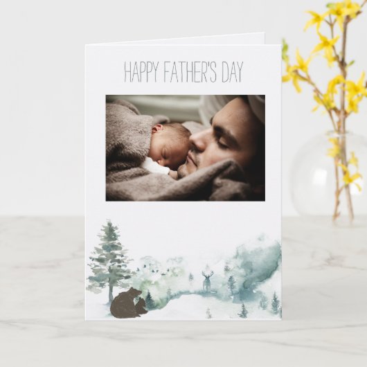 Bos bosbeer Vaderdag met foto Kaart (Gele Bloem)