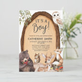 Bos bosdier wilde een babyshower uitnodiging (Staand voorkant)