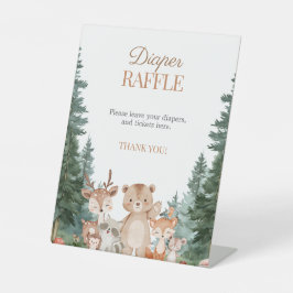 Bos bosdieren Baby Shower Luier Raffle Reclamebord Met Voetstuk