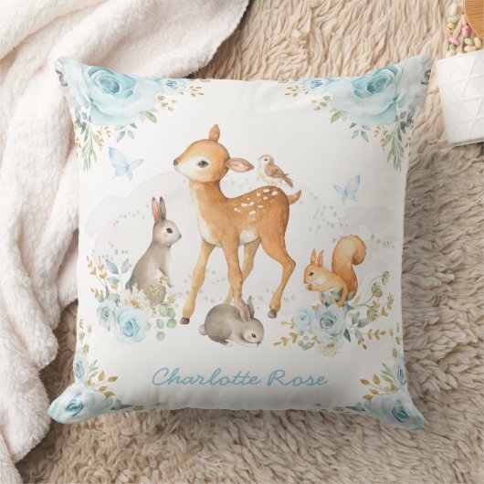  bos Bosdieren Blauwe boomplant Kussen (Deken)