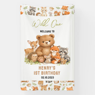 Bos bosdieren Wild One 1e verjaardag Spandoek