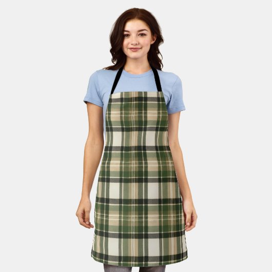Bos bosgroen tartan geruit schort (Gedragen)