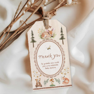 Bos bosgrond baby shower bedankt cadeaulabel