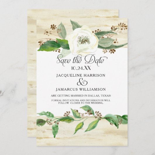 Bos Bosgrond Blad BOHO Foto Sla de Datum Op Save The Date (Voorkant / Achterkant)