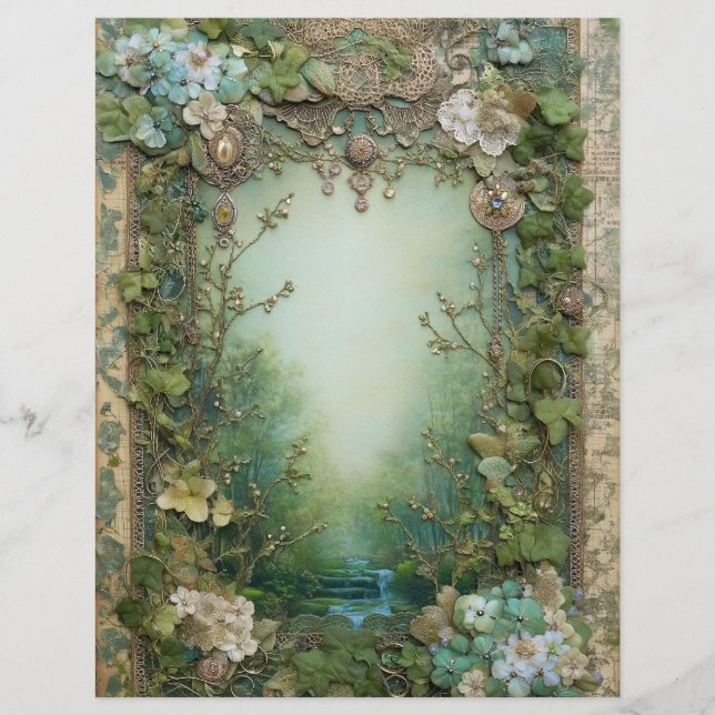 Bos bosgrond Junk Journal Scrapbook Papier (Voorkant)