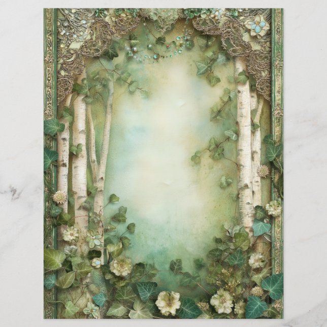 Bos Bosgrond Junk Journal Scrapbook Papier (Voorkant)
