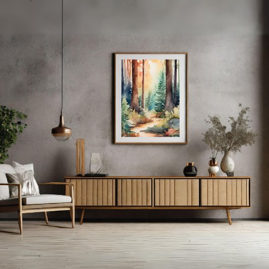 Bos bosrijk in Waterverf Poster