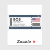 BOS Boston Airport Boarding Pass Sticker - Verenig (Vel)