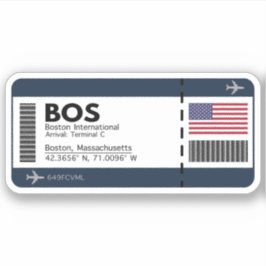 BOS Boston Airport Boarding Pass Sticker - Verenig