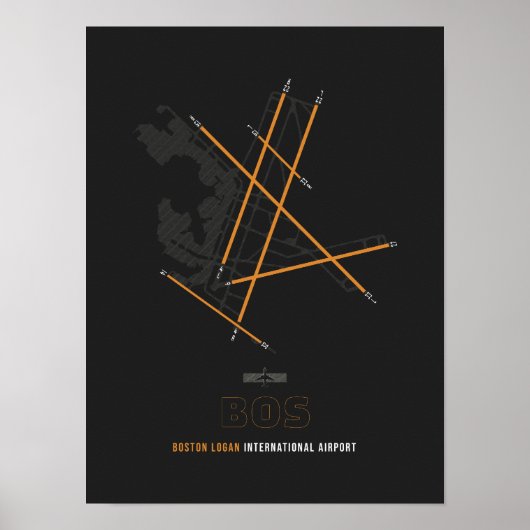 BOS - Boston Airport Diagram Poster (Voorkant)