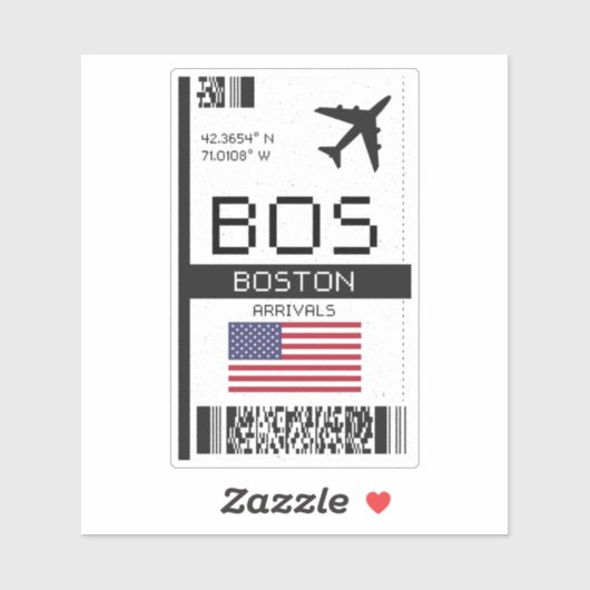 BOS Boston Boarding Pass - Massachusetts Reizen Sticker (Vel)