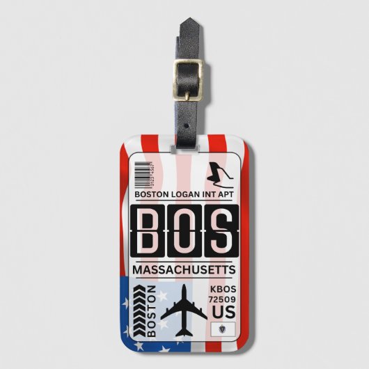BOS Boston Massachusetts Bagagelabel (Voorkant (verticaal))