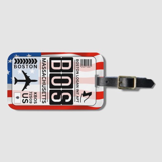 BOS Boston Massachusetts Bagagelabel (Voorkant (horizontaal))
