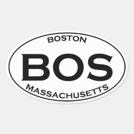 BOS - Boston Massachusetts Oval Logo Ovale Sticker