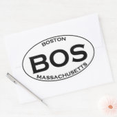 BOS - Boston Massachusetts Oval Logo Ovale Sticker (Envelop)