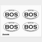 BOS - Boston Massachusetts Oval Logo Ovale Sticker (Vel)