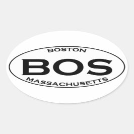 BOS - Boston Massachusetts Oval Logo Ovale Sticker