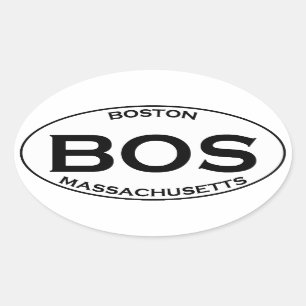 BOS - Boston Massachusetts Oval Logo Ovale Sticker