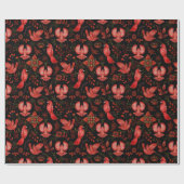 Bos Botanisch Bos Rode Kardinaal Kerst Cadeaupapier (Vlak)