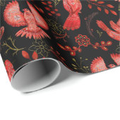 Bos Botanisch Bos Rode Kardinaal Kerst Cadeaupapier (Rol Hoek)