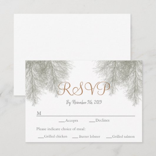 Bos Bruiloft Berg Bruiloft Een Winter Bruiloft RSVP Kaartje (Voorkant / Achterkant)