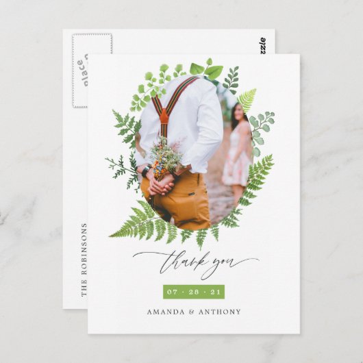 Bos bruiloft dank je briefkaart (Voorkant / Achterkant)