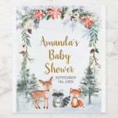 Bos Bruiloft Dieren Winter Bridal Shower Wijn Etiket (Enkel label)