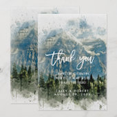 bos bruiloft rotsachtige bergen rustiek bedankkaart (Voorkant / Achterkant)