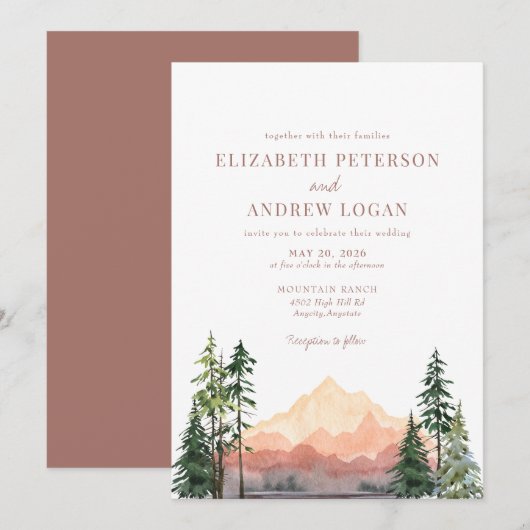 Bos bruiloft | Rustieke bergen Kaart (Voorkant / Achterkant)