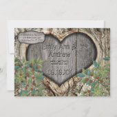 Bos Bruiloft Rustieke Hart in Boom Save the Date (Achterkant)