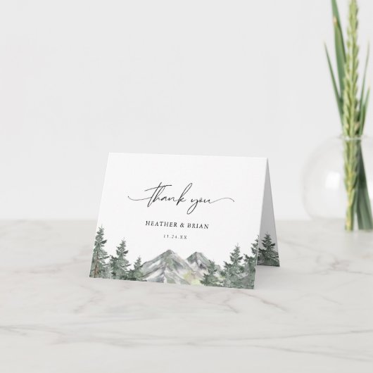 Bos Buiten Outdoor Berg Thema Trouw Dank Je Kaart (Voorkant)
